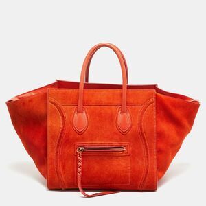 Celine Phantom Luggage Medium Orange Suede Tote